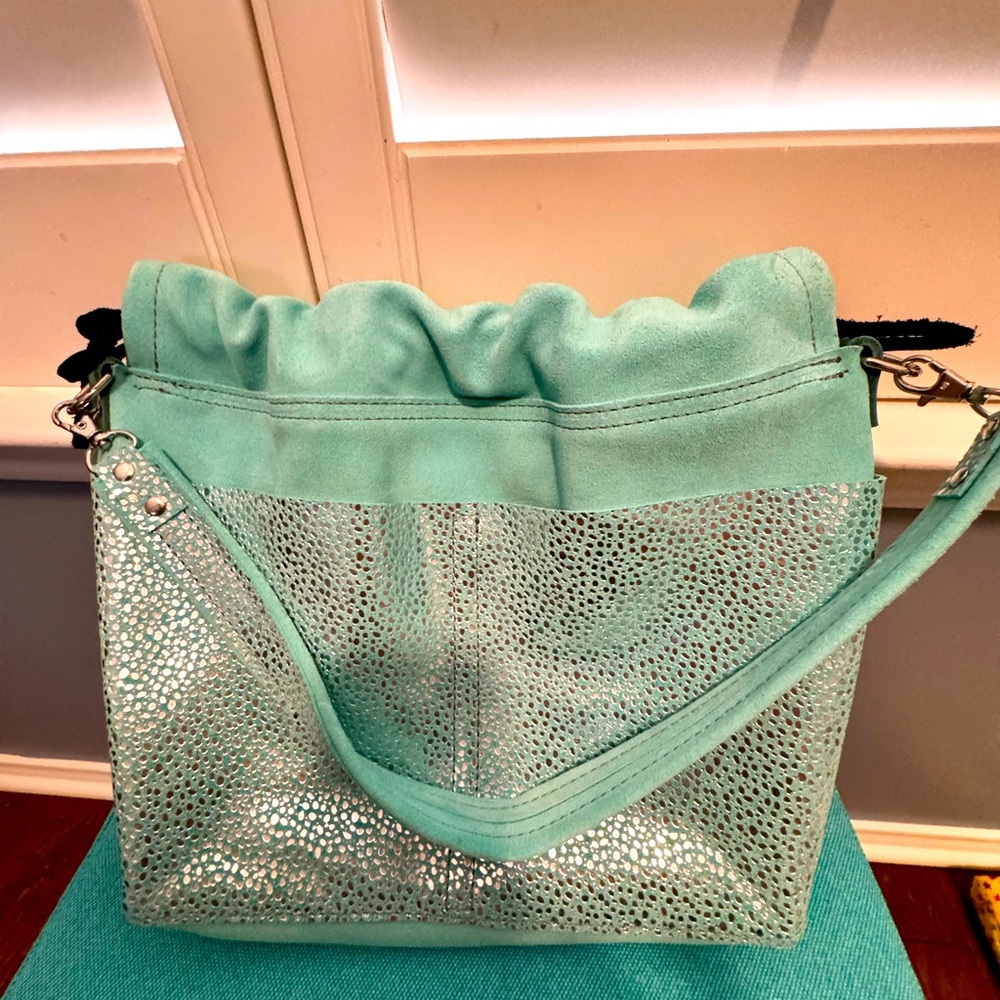 Salish Leather Aqua Bucket Bag